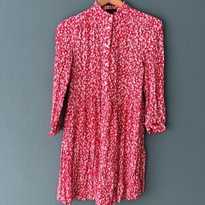 J Crew shirt-dress in tossed bouquet print long sleeve button pockets Sz Xs
